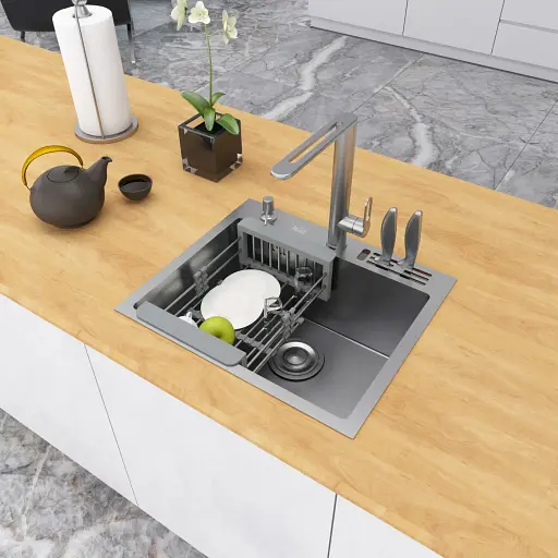 Мийка кухонна накладна 1.5 мм з нержавійки 45 см Nett NS-5245 - фото 6