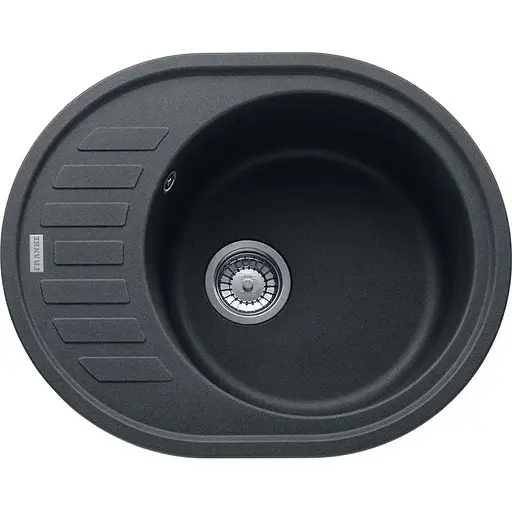 Кухонна мийка Franke Ronda, фраграніт, овал, з крилом, 620х500х200мм, чаша - 1, накладна, ROG 611-62, онікс