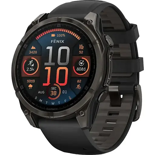 Спортивные часы Garmin Fenix 8 47mm AMOLED Sapphire Carbon Gray DLC Titanium w. Black/Pebble Gray S. Band (010-02904-20/21)