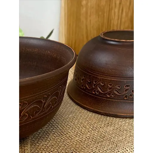 Миска висока керамічна (глиняна) різьблена Декор 1 л - фото 4