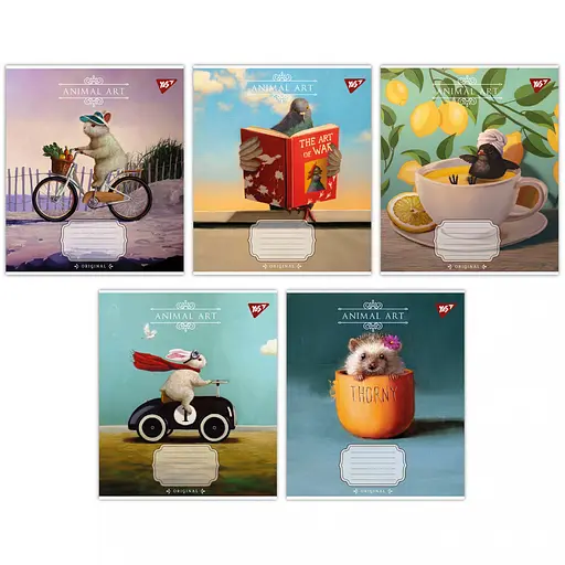 Зошити учнівські 48 аркушів лінія Yes Animal art, 10 шт. в упаковці