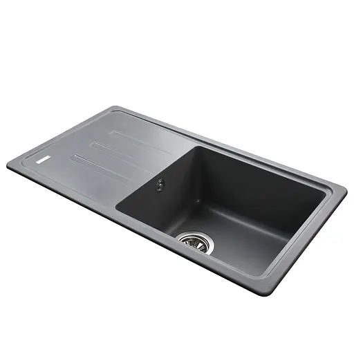 Кухонна мийка гранітна Globus Lux Lugano сірий металік 780x435мм-А0003, Сірий - фото 4