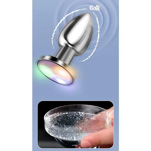 Пробка анальная стальная с вибрацией и светодиодами USB 7,2 см. K000786 - фото 6