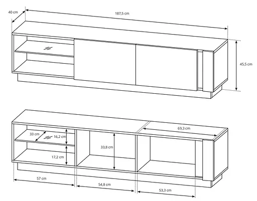 Тумба під телевізор Perfect Home Арко / Arco 2-дверна 2D/187 Білий глянець/дуб грандсон (PFH-091037) - фото 4