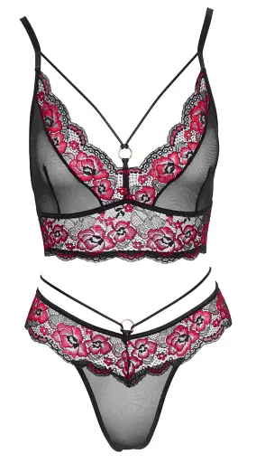 Комплект білизни Cottelli Lingerie Bra Set M чорний з червоним - фото 3