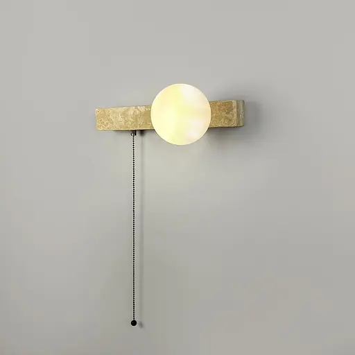 Бра ліве з травертиновим корпусом та білим плафоном 30х18 см Line F Арт. STW002/1 L (лівий) - фото 5