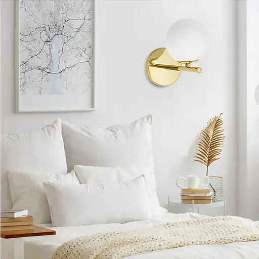 Бра Sphere Lampardi у латунному корпусі з білим плафоном Line F WB 13/1 - фото 1