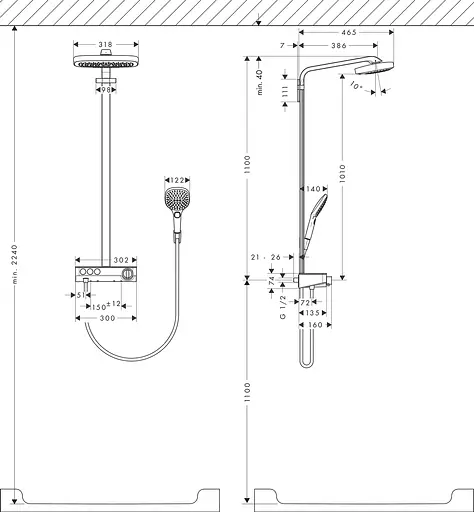 Душова система Hansgrohe Raindance Select E 300 3Jet з термостатом ShowerTablet хром/білий 27127400, Хром - фото 5