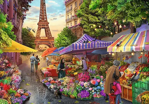 Пазл Tea Time Квітковий ринок Париж - 1000 елементів Trefl 10799 - фото 2