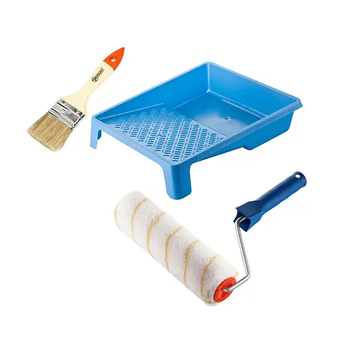 Валик "Гирпаинт" 250х48 мм с ручкой, ванночка и кисточка "Стандарт" Polax (770-287) - фото 1