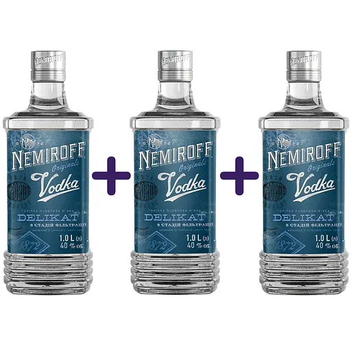 Горілка особлива Nemiroff Originals Делікат м'яка 40% 3 л (1 л x 3 шт.)