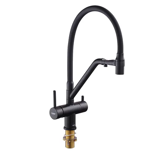 Смеситель для кухни на две воды с гибким изливом Koer KB-72006-05 KR3380 Черный матовый - фото 4
