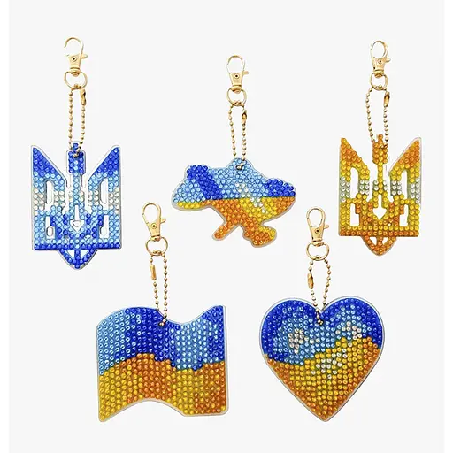 Набір брелків алмазна викладка "Символи України" ColorArt BR38, 5 шт - фото 1