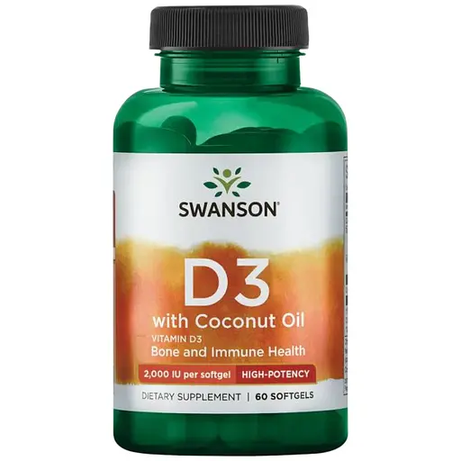 Вітаміни Swanson D3 with Coconut oil 2000 IU 60 капсул