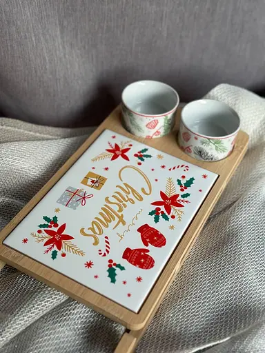 Набор пиал Elisey 6020-005 34x17x4 см на бамбуковой подставке сани с керамической досточкой - фото 6