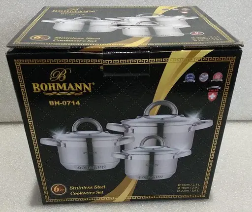 Универсальный набор кастрюль с крышками Bohmann BH-0714 из нержавеющей стали 6 предметов - фото 6