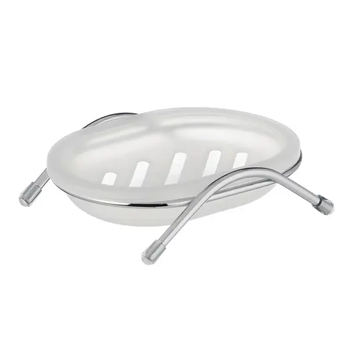 Мыльница настольная с двойным дном ZERIX LR332-2 (пластик белый) (ZX2701) - фото 1