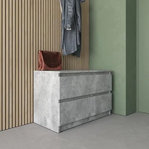 Комод Vays R-19 Бетон, 2 шухляди без ручок, ЛДСП, 80×40×53 см - для передпокою, спальні, вітальні