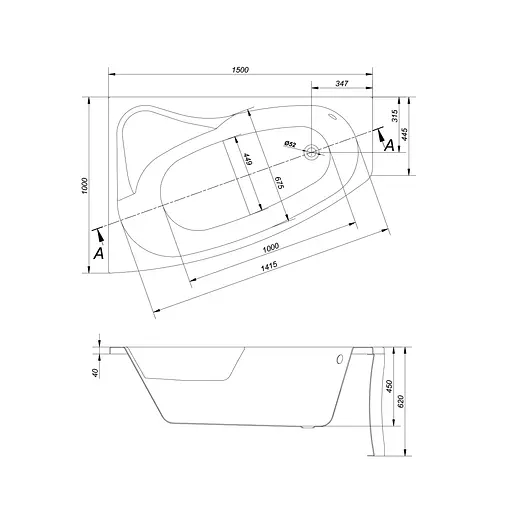 Ванна акрилова Cersant Scla 150x100 R - фото 2