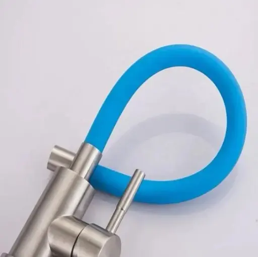 Смеситель для кухни Solone EZA4-F090BU гибкий силиконовый излив Синий 30412 - фото 3