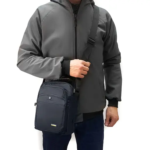 Чоловіча сумка наплічна синій Lanpad sum0028745 - фото 5