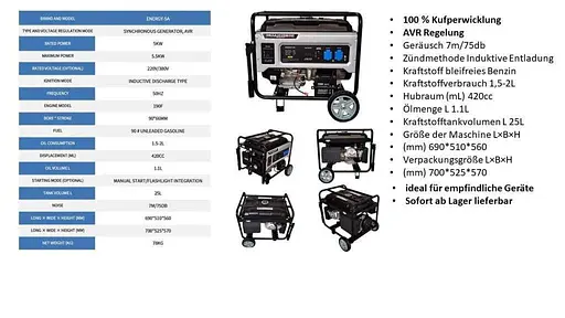 Бензиновий однофазний генератор Huanneng Energy-5A (5 кВт) - фото 10