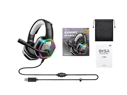 Гарнитура Eksa E1000 игровая с микрофоном ведущая Серый игровые наушники с RGB подсветкой - фото 2