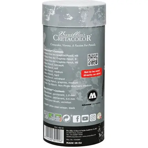 Набір художніх матеріалів Cretacolor TATTOO SKETCHING 14 шт металева коробка  - фото 2