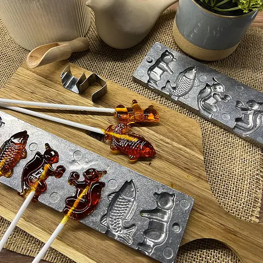 Форма для домашнего приготовления леденцов и конфет "Мишка, Рыбка, Белочка" + 10 палочек, ХЕАЗ Серебристый 85993 - фото 2