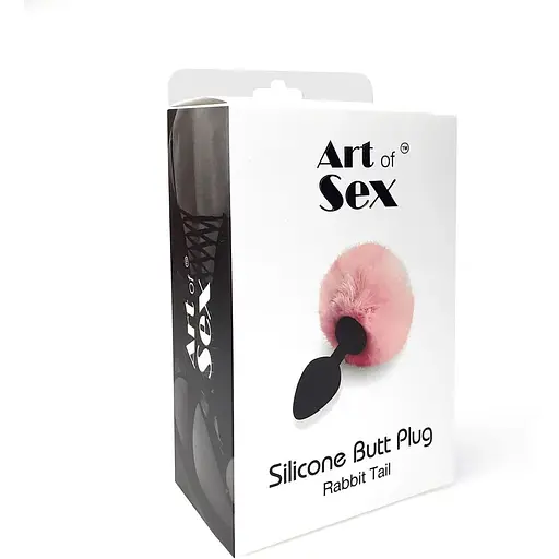 Силіконова анальна пробка М Art of Sex Silicone Bunny Tails Butt plug Black діаметр 3.5 см - фото 4