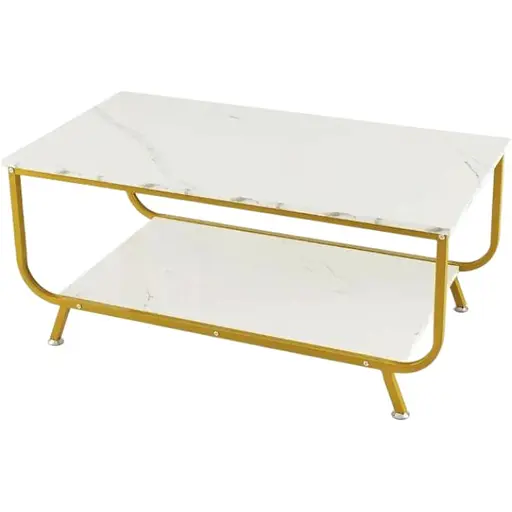 Журнальний стіл Costway Marble двоярусний білий