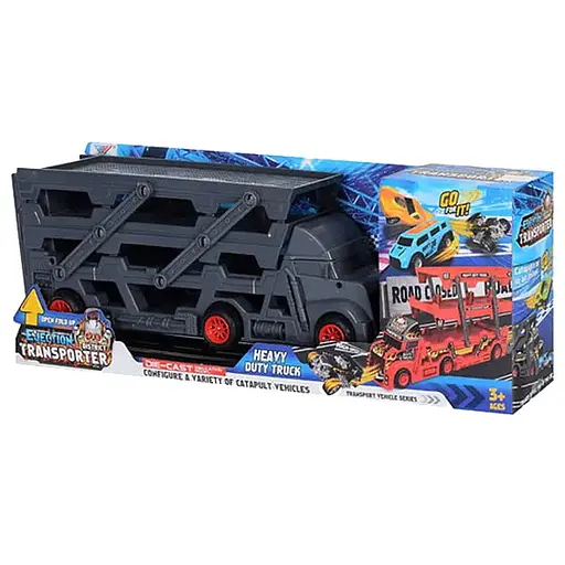 Трейлер-гараж с 8-ю машинками K180A15 30см, игровое поле, в коробке (6903317435951) Серый - фото 2