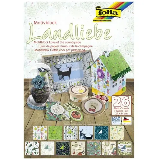 Набір дизайнерського паперу Люблю країну 26шт 24х34см Folia