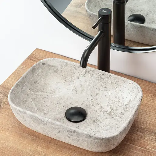 Умивальник Rea Camelia light stone накладний REA-U0362, Сірий - фото 4