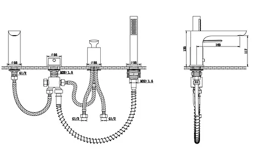Смеситель на борт ванны Kohlman Experience chrome QB244E Хром - фото 3