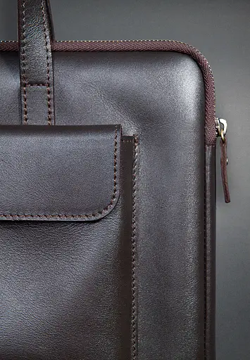 Кожаный чехол BlankNote с ручками и карманом для MacBook 16 Pro Темно-коричневый - фото 7