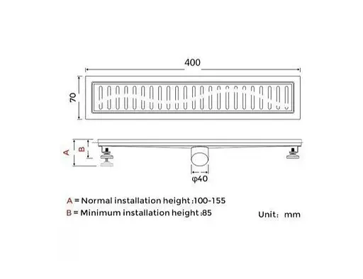 Душевой трап Gappo 70х400 мм, нержавеющая сталь G84007-3 - фото 6