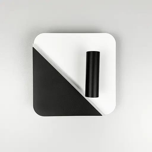 Настенный белый с черным квадратным светильником со спотом Line F Арт. W087 BK+WT - фото 10
