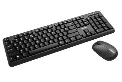Комплект бездротовий Canyon SET-W20, чорний, клавіатура (104 клавіші, тихі перемикачі, 13 мультимедіа-функцій) + миша - фото 1