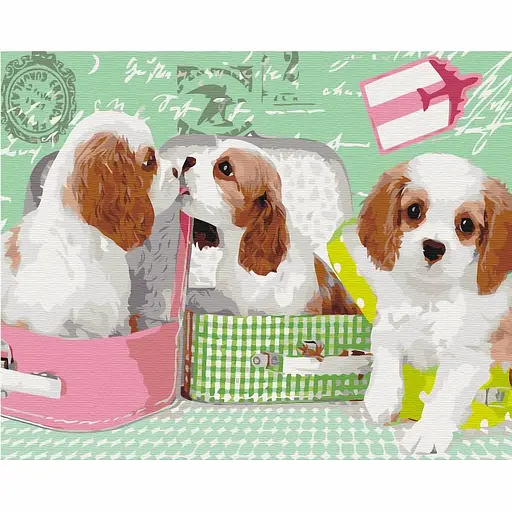 Картина по номерам Милые щеночки в чемоданах Brushme 40х50 см разноцветная 000152830