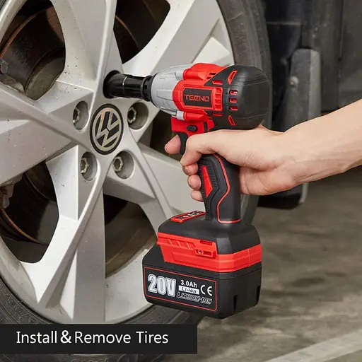 Акумуляторний бездротовий ударний гайковерт TEENO 3799-2 червоний - фото 5