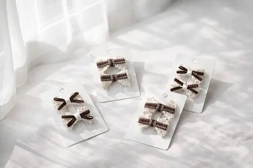 Набір шпильок бантиків для волосся з мереживом 24 шт. - фото 1