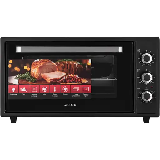 Піч електрична Ardesto 48 л, 1600 Вт, механіч., конвенція, рожен, чорний - фото 2