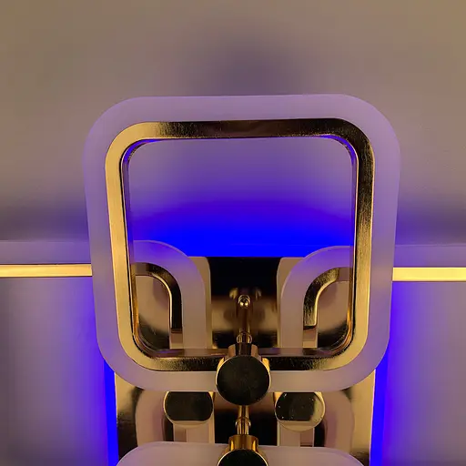 Золота LED люстра на 2+2 ріжки квадратної форми Line.F A 2503/2+2 RGB GD - фото 7