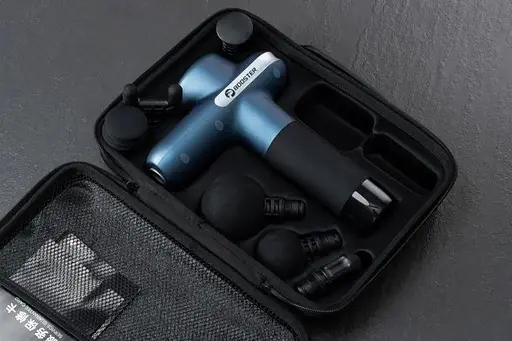 Перкусійний масажний пістолет Lightsaber Booster U1 М'язовий масажер (6 насадок) 2500 мА·год Синій - фото 4