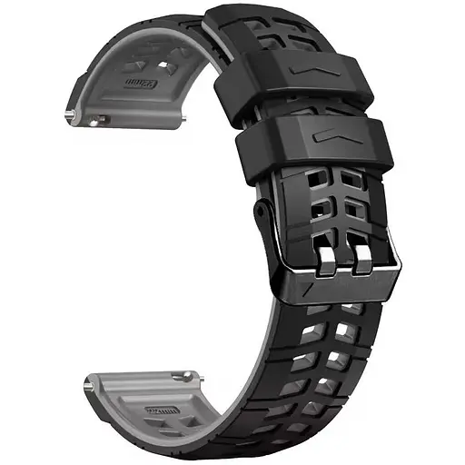 Ремінець силіконовий Tamister для годинника Sport 2 чорний з сірим 22 мм
