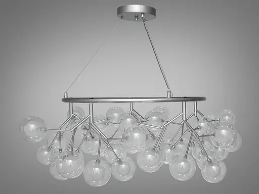 Солідна, візуально приваблива люстра "Світлячок", 45 ламп, хром сатин - фото 3