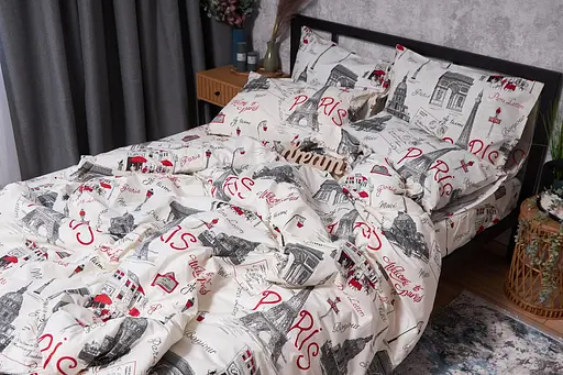 Комплект постельного белья Moon&Star Бязь Gold Люкс Paris King Size 220x240 наволочки 4х70х70 - фото 4