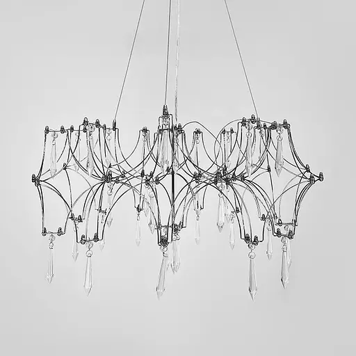 Дизайнерська невагома срібна люстра із кришталем Ø 65 см | Арт. MJ 203-600 CH | Line F - фото 5