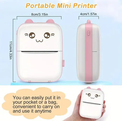 Портативний мінітермопринтер Bluetooth для етикеток і нотаток, безчорнильний кишеньковий принтер Рожевий - фото 4